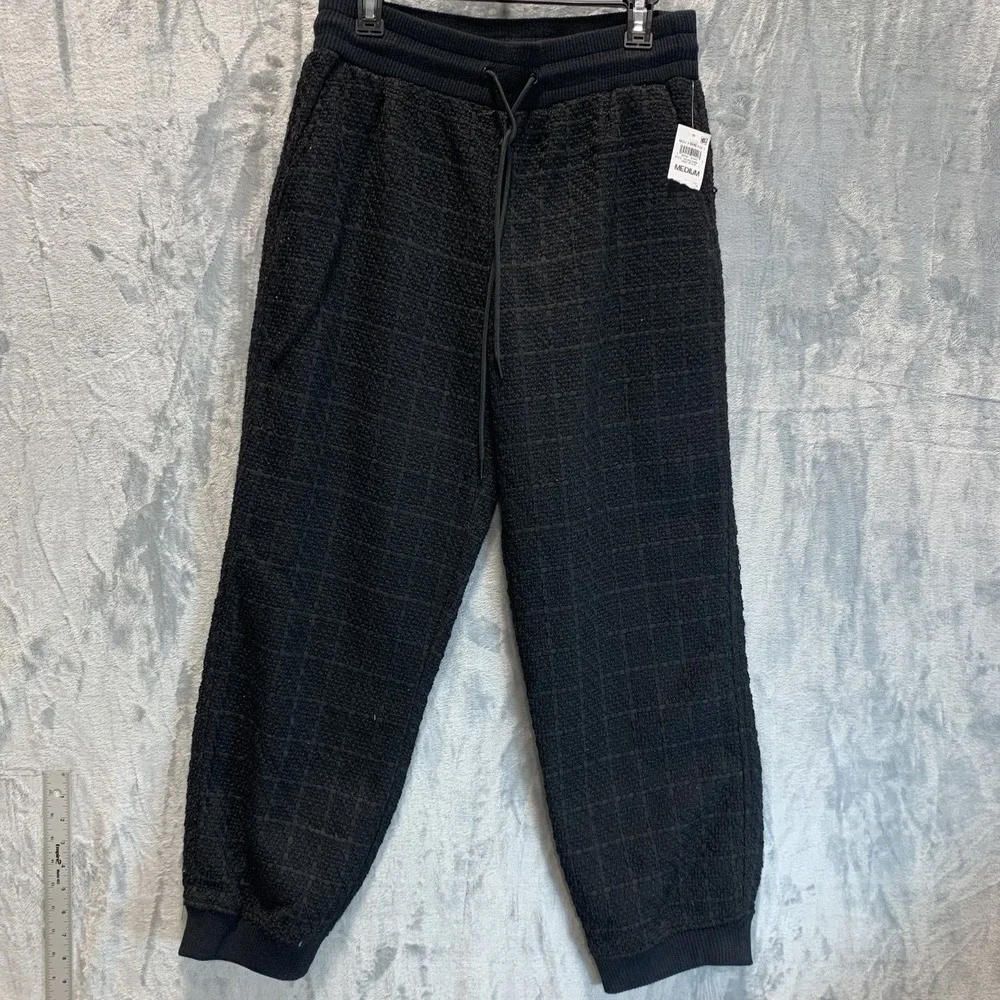 Mode of One Men's Jogger Pants M Blac‎ Regular-Fit Tapered-Leg Tweed Drawstring